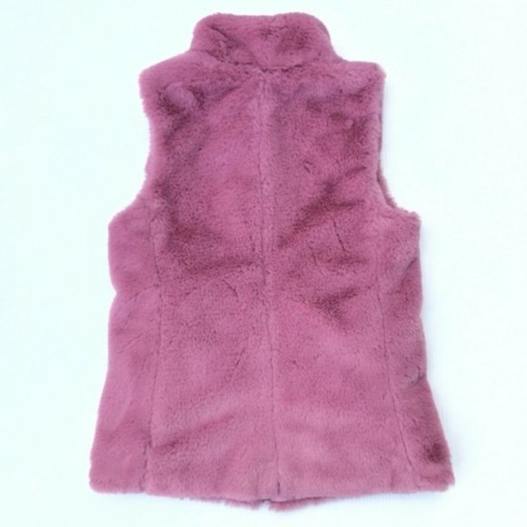 J.Crew Mercantile Guava Berry Faux Fur Zip up Teddy Vest - Picture 13 of 13